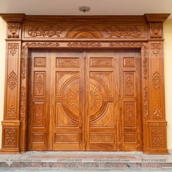 Hình ảnh cửa gỗ 4 cánh cao cấp và sang trọng