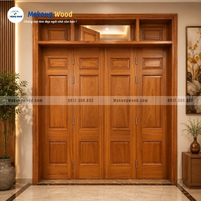 Hình ảnh cửa gỗ được lam bằng gỗ gõ đỏ