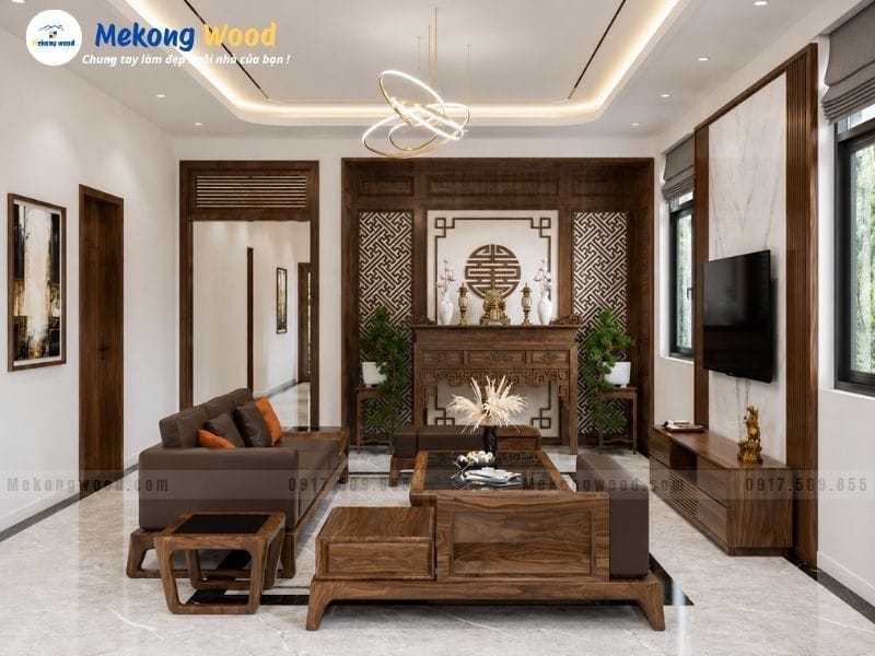Hình ảnh thiết kế phòng thờ trong phòng khách dành cho nhà phố hoặc nhà ống