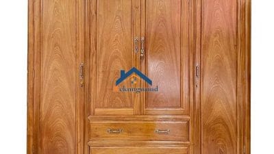 Mẫu tủ quần áo 4 cánh gỗ tự nhiên