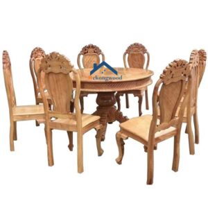 bộ bàn ăn tròn 8 ghế cao cấp