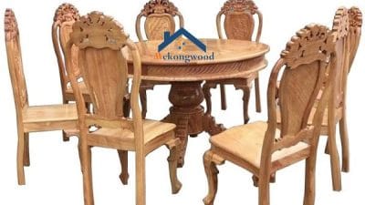 bộ bàn ăn tròn 8 ghế cao cấp