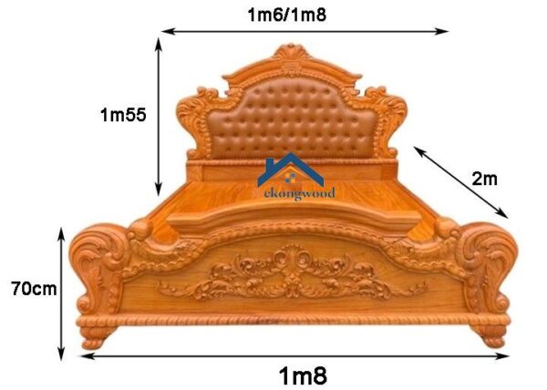 kích thước giường ngủ gỗ hoàng gia