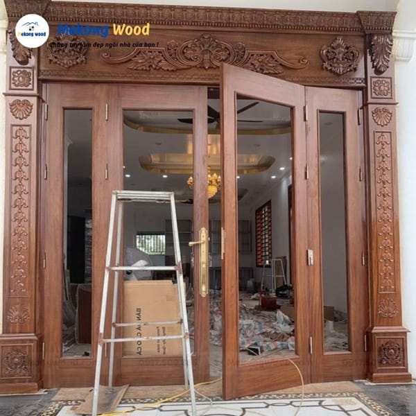 Hình ảnh thi công khung gỗ  cánh kinh sang trọng