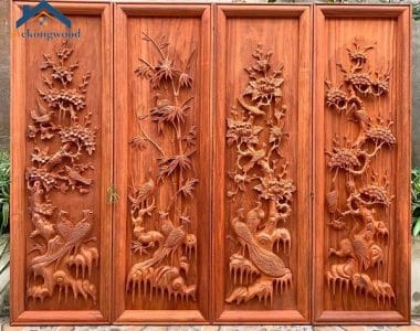 mẫu tranh tứ quý gỗ đẹp
