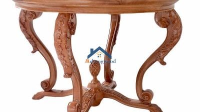 Mẫu bàn ăn tròn gỗ gõ đỏ