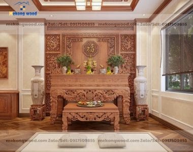 mẫu thiết kế thi công phòng thờ gia tiên