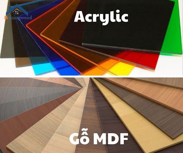 so sácnh gỗ mdf và acryli