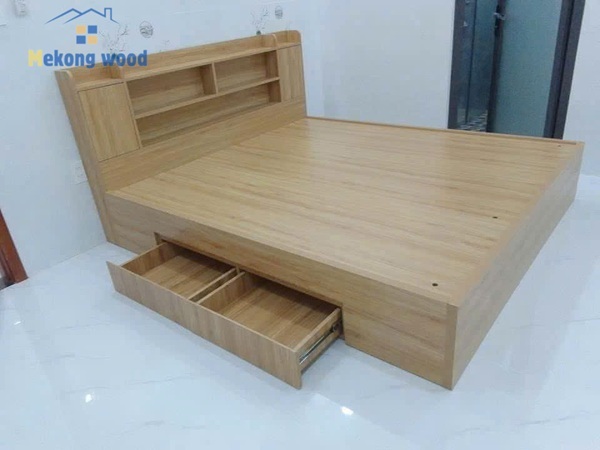 Mẫu giường gỗ công nghiệp có ngăn kéo