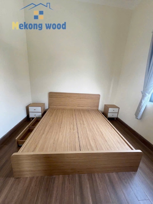 Mẫu giường ngủ MDF giá rẻ có ngăn kéo