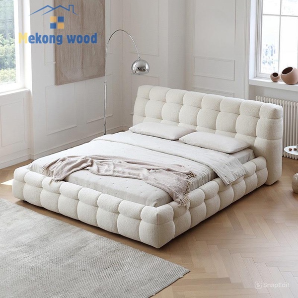 mẫu giường ngủ MDF bọc đệm