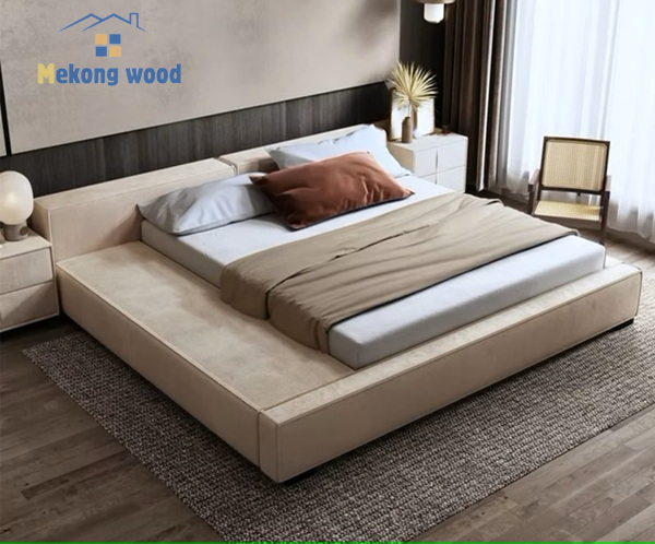 Mẫu giường ngủ gỗ công nghiệp bọc đệm giá rẻ