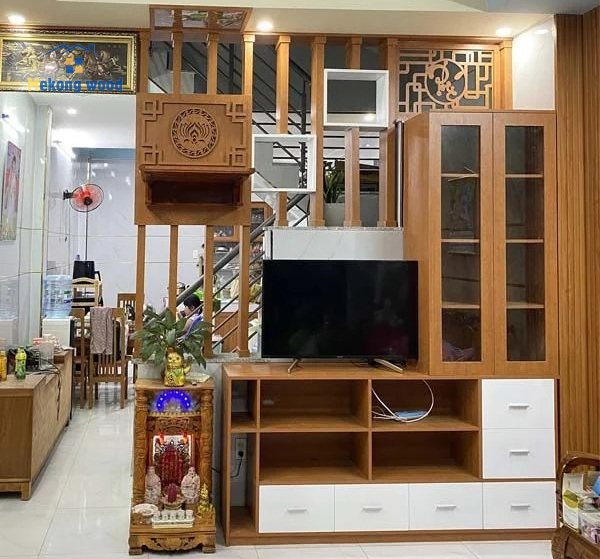 trang trí tủ và nội thất đồ gỗ phòng khách