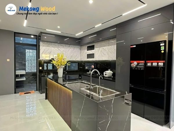 Hình ảnh tử bếp gỗ công nghiệp hiện đại