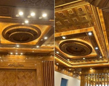 nhận thi công trần gỗ cao cấp sang trong