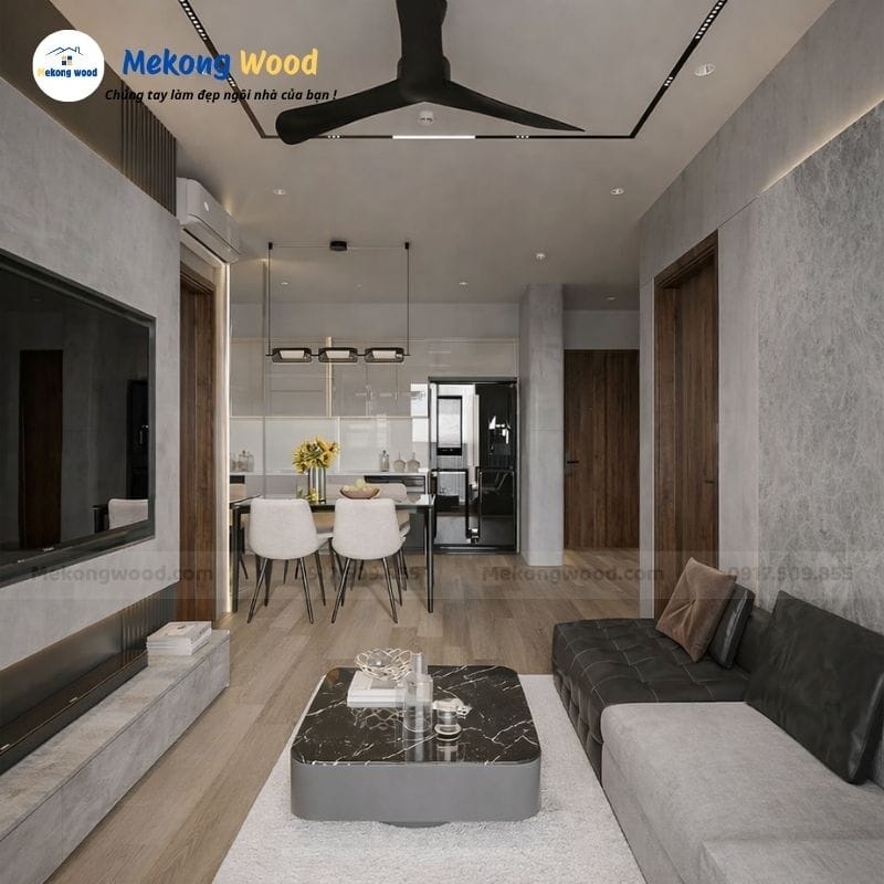 hình ảnh thiết kế nội thất phòng khách căn hộ chung cư 70m2