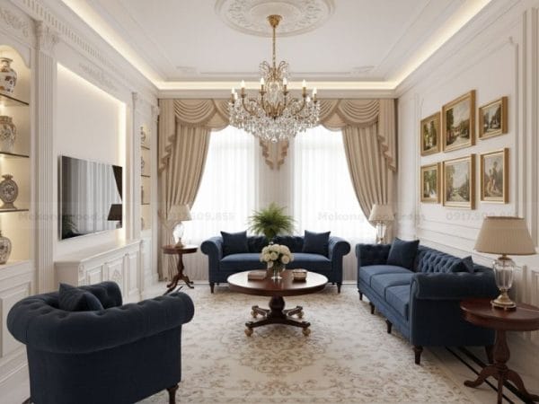 nội thất tân cổ điển của phòng khách chung cư