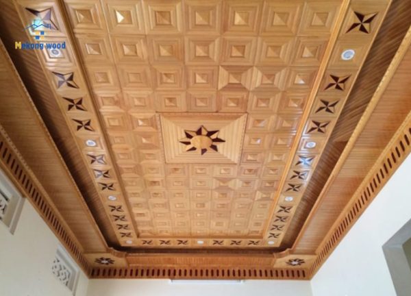 thiết kế thi công trần gỗ tự nhiên