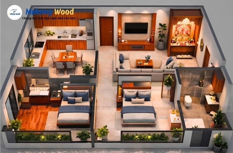 Hình ảnh thiết kế nội thất chung cư 3D
