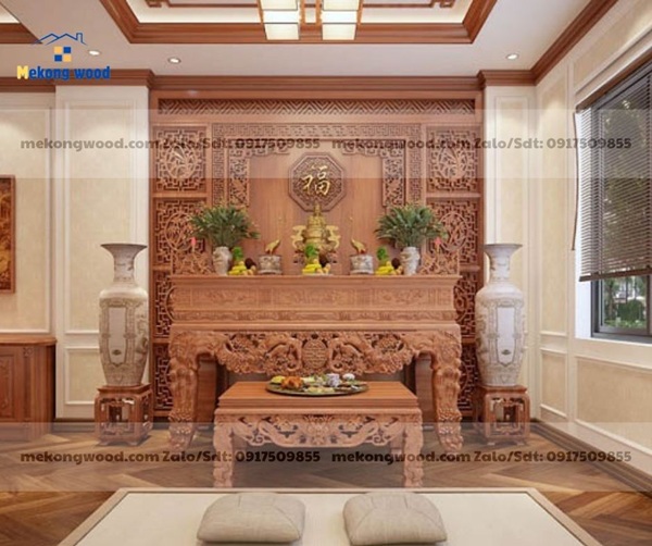 thiết kế phòng thờ tại Mekongwood