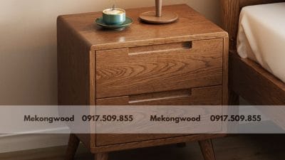 tủ đầu giường 2 ngăn gỗ sồi tại mekongwood