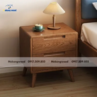 tủ đầu giường 2 ngăn gỗ sồi tại mekongwood