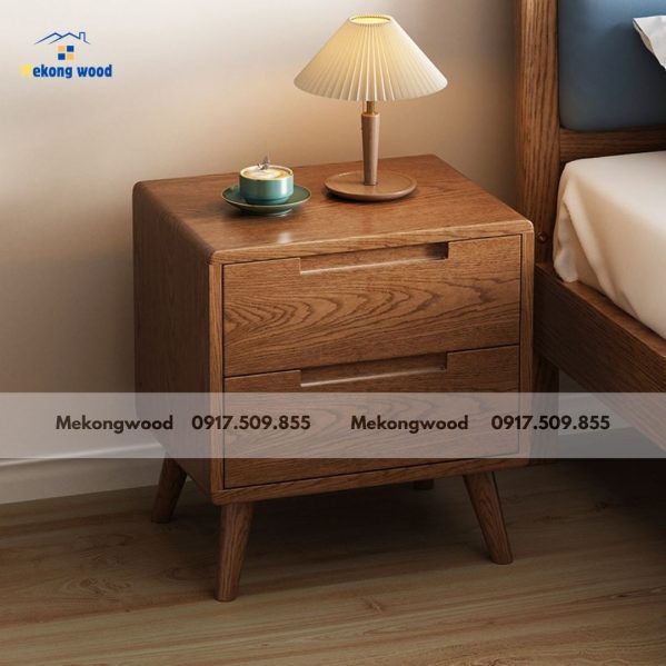 tủ đầu giường 2 ngăn gỗ sồi tại mekongwood