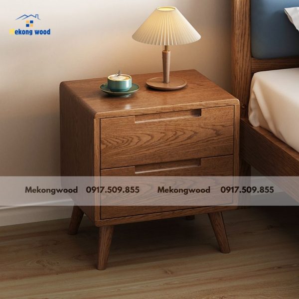 tủ đầu giường 2 ngăn gỗ sồi tại mekongwood