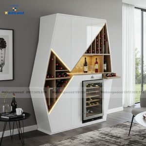Mẫu tủ rượu gỗ công nghiệp phòng khách thiết kế đẹp