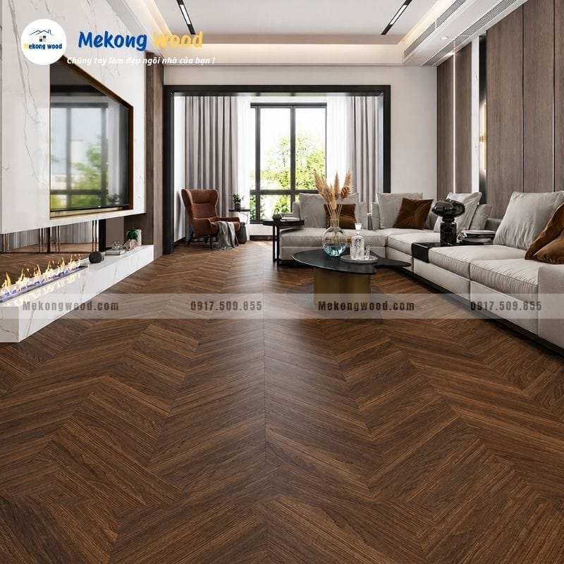 Hình ảnh lát sàn gỗ công nghiệp kiểu xương cá