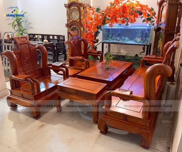 bộ ghế sofa gỗ tần thủy hoàng gỗ hương