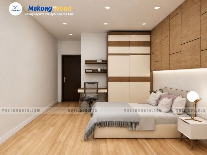 Hình ảnh lát sàn gỗ công nghiệp trong phòng ngủ