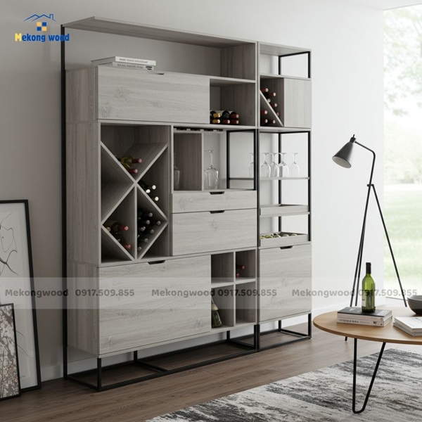 mẫu tủ rượu khung sắt đơn giản