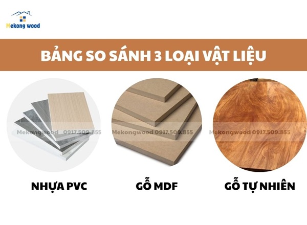 so sánh ván nhựa pvc , gỗ mdf và gỗ tự nhiên