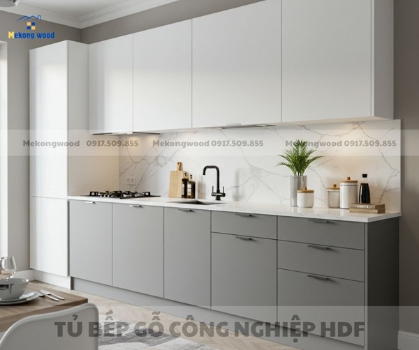 thi công tủ bếp gỗ hdf