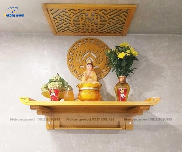 bài trí bàn thờ treo tường phật quan âm