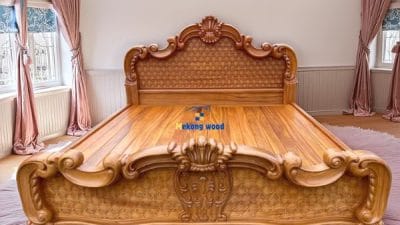 giường tân cổ điển gỗ gõ đỏ 2m2 x 1m8