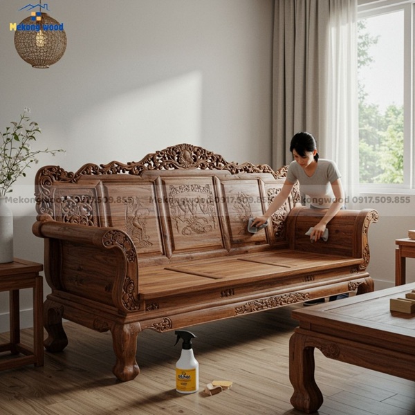hướng dẫn vệ sinh ghế sofa gỗ tại nhà