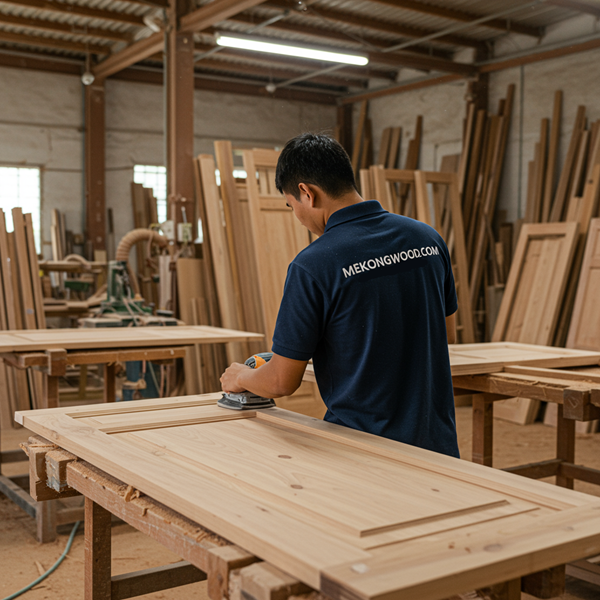 sản xuất cửa gỗ tự nhiên tại Mekongwood