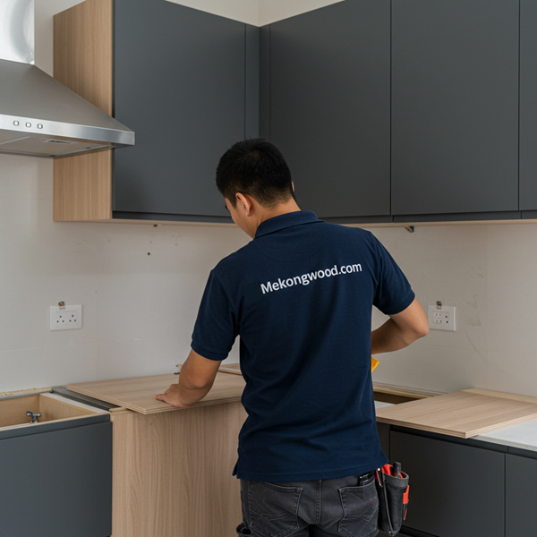 thi công tủ bếp gỗ công nghiệp