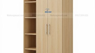 tủ quần áo gỗ cong nghiệp 2 cánh giá rẻ