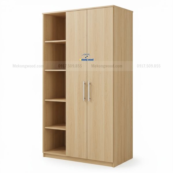 tủ quần áo gỗ cong nghiệp 2 cánh giá rẻ