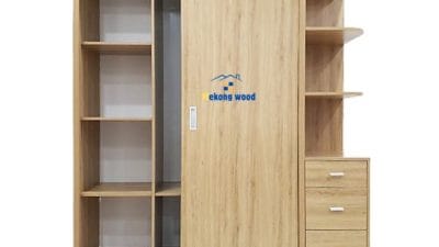 tủ quần áo gỗ công nghiệp 2 cánh kéo ngang