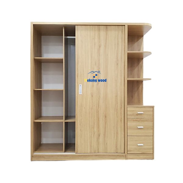 tủ quần áo gỗ công nghiệp 2 cánh kéo ngang