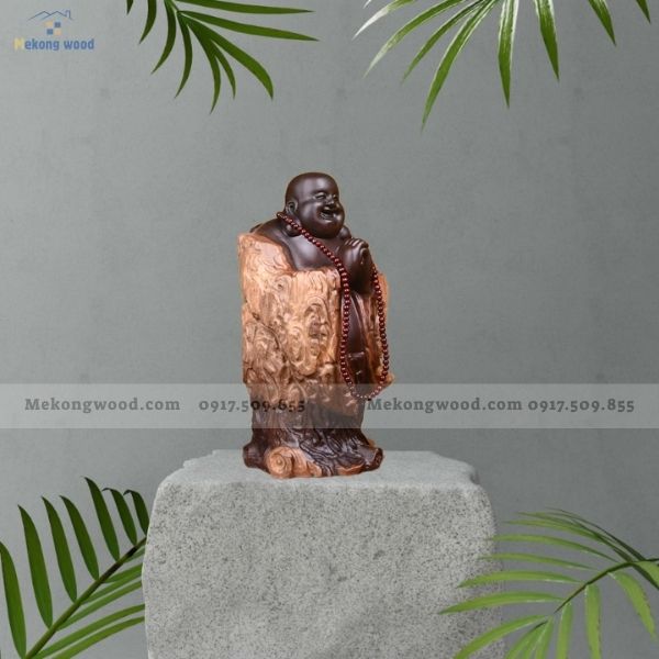 tượng di lặc gỗ đàn hương đen để bàn