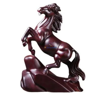 tượng ngựa gỗ đàn hương đen cao 15cm