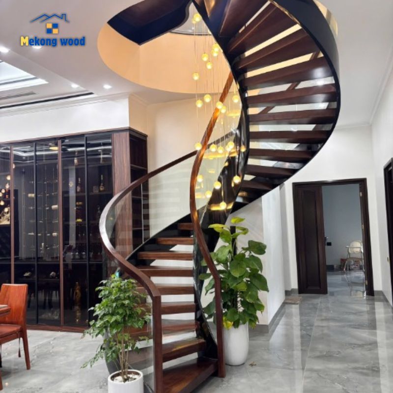 mẫu cầu thanh xoắn ốc nghệ thuật trong nhà