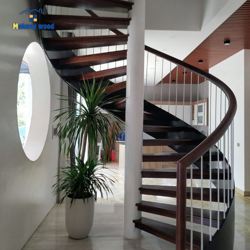 mẫu cầu thang xoắn kết hợp sắt tạo nên mẫu cầu thang nghệ thuật