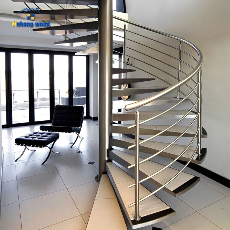hình ảnh caadu thang xương cá tay vịn inox