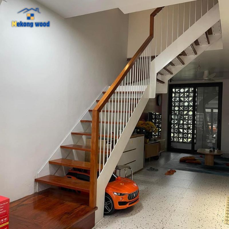 hình ảnh cầu thang xương cá đơn